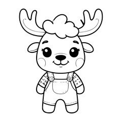 Cute vector illustration Moose drawing for toddlers colouring page