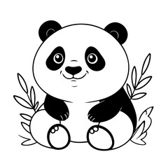 Cute vector illustration Panda doodle for toddlers coloring activity