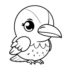 Cute vector illustration Raven drawing colouring activity