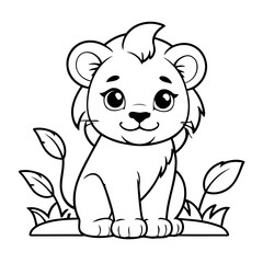 Simple vector illustration of lion drawing for toddlers book