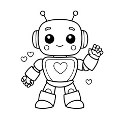Simple vector illustration of Robot for toddlers colouring page