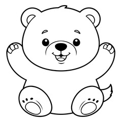 Vector illustration of a cute Bear doodle for kids colouring page