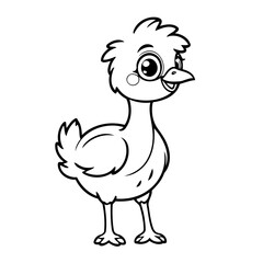 Cute vector illustration Emu doodle for children worksheet