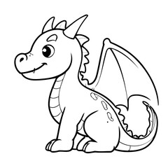 Vector illustration of a cute Dragon doodle for children worksheet