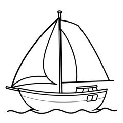 Cute vector illustration SailBoat doodle for kids coloring worksheet