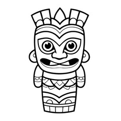 Vector illustration of a cute Tikiidol drawing for children page