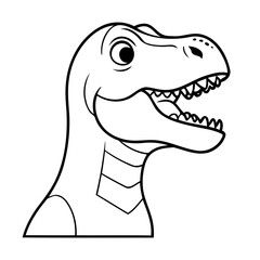Vector illustration of a cute TRex drawing for kids colouring page