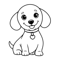 Simple vector illustration of Dachshund drawing for kids colouring page