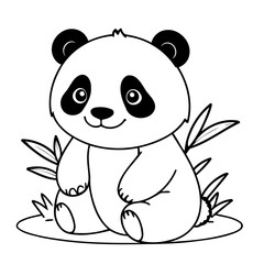 Fototapeta premium Simple vector illustration of panda drawing colouring activity