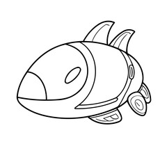 Simple vector illustration of Spaceship for kids colouring worksheet