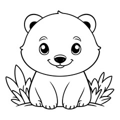 Simple vector illustration of Badger hand drawn for kids coloring page