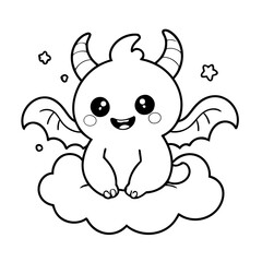 Cute vector illustration Monster for kids colouring page
