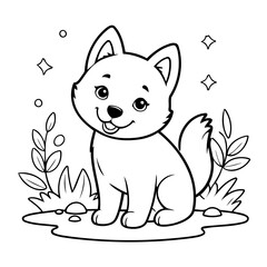 Cute vector illustration Husky doodle for children worksheet