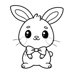 Vector illustration of a cute Bunny drawing for kids colouring activity