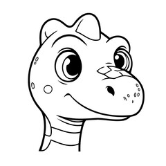 Obraz premium Vector illustration of a cute Dino drawing for toddlers coloring activity