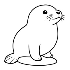 Simple vector illustration of Seal for kids coloring page