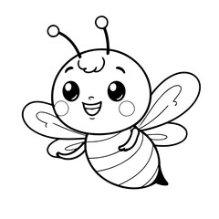 Simple vector illustration of BumbleBee drawing colouring activity