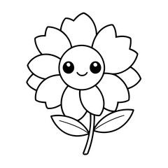 Vector illustration of a cute flower doodle for toddlers colouring page