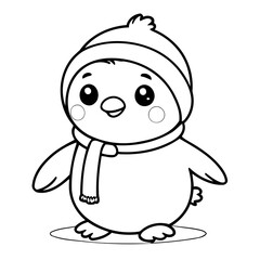 Obraz premium Simple vector illustration of Penguin for children colouring activity