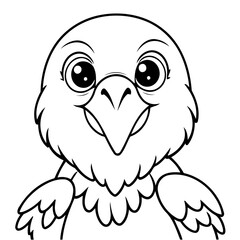Simple vector illustration of Vulture for kids colouring worksheet