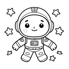 Vector illustration of a cute Astronaut doodle for kids coloring worksheet