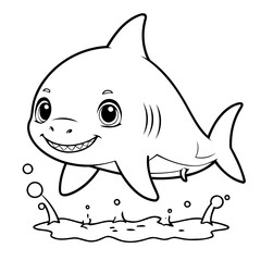Cute vector illustration Shark hand drawn for toddlers