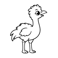 Cute vector illustration Emu drawing for colouring page