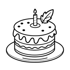 Cute vector illustration Cake for kids coloring activity page