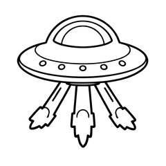 Cute vector illustration UFO hand drawn for toddlers