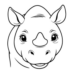 Simple vector illustration of Rhino colouring page for kids