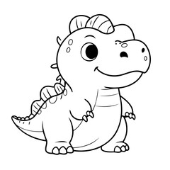 Cute vector illustration Dino drawing colouring activity