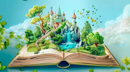 Fantasy world inside of the book, an immersive experience into the heart of mythical lands and legendary tales.