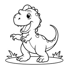 Vector illustration of a cute TRex doodle for toddlers worksheet