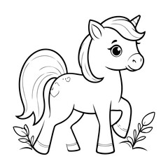 Vector illustration of a cute horse doodle for children worksheet