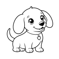 Simple vector illustration of Dachshund doodle for toddlers worksheet