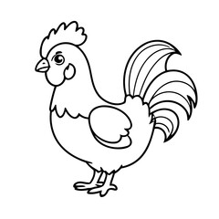 Vector illustration of a cute Rooster doodle for kids coloring worksheet