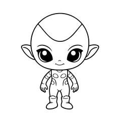 Vector illustration of a cute Alien doodle for children worksheet