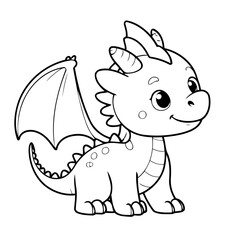 Cute vector illustration dragon for kids coloring activity page