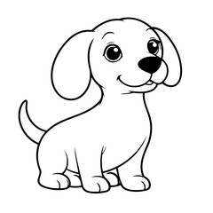 Vector illustration of a cute Dachshund doodle for kids colouring page
