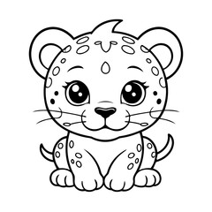 Cute vector illustration Jaguar drawing for colouring page