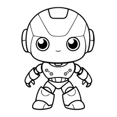 Cute vector illustration Robot hand drawn for kids page