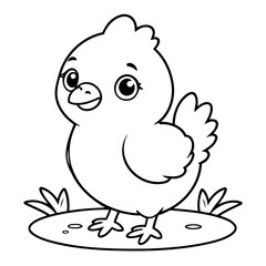 Vector illustration of a cute hen doodle for toddlers worksheet