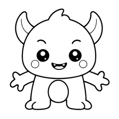 Cute vector illustration Monster doodle for kids coloring worksheet