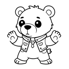 Cute vector illustration Bear drawing for toddlers colouring page