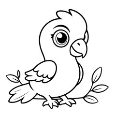 Simple vector illustration of parrot for toddlers colouring page