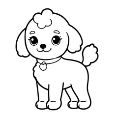 Cute vector illustration poodle drawing for colouring page