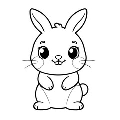 Simple vector illustration of rabbit drawing for toddlers coloring activity