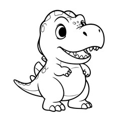 Vector illustration of a cute TRex doodle for toddlers worksheet