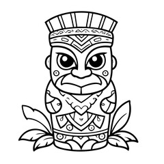 Vector illustration of a cute Tikiidol doodle for children worksheet