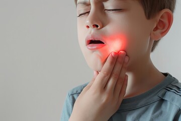 Child Experiencing Tooth Pain Holding Cheek - Sedative Effect, UHD